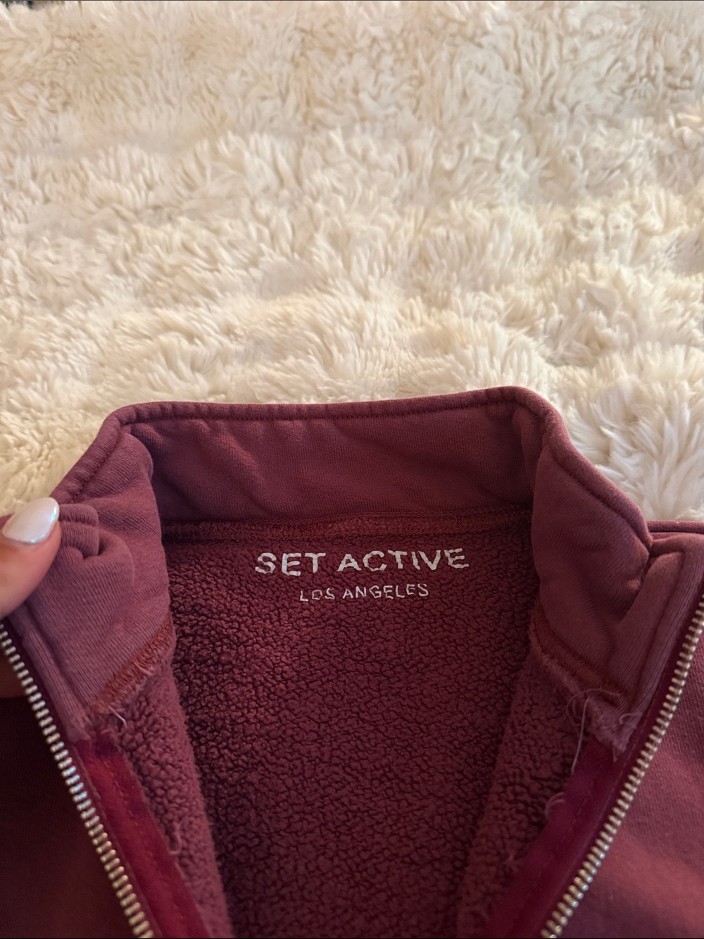 SET Active Quarter-Zip Pullover in Burgundy - Picture 2 of 3